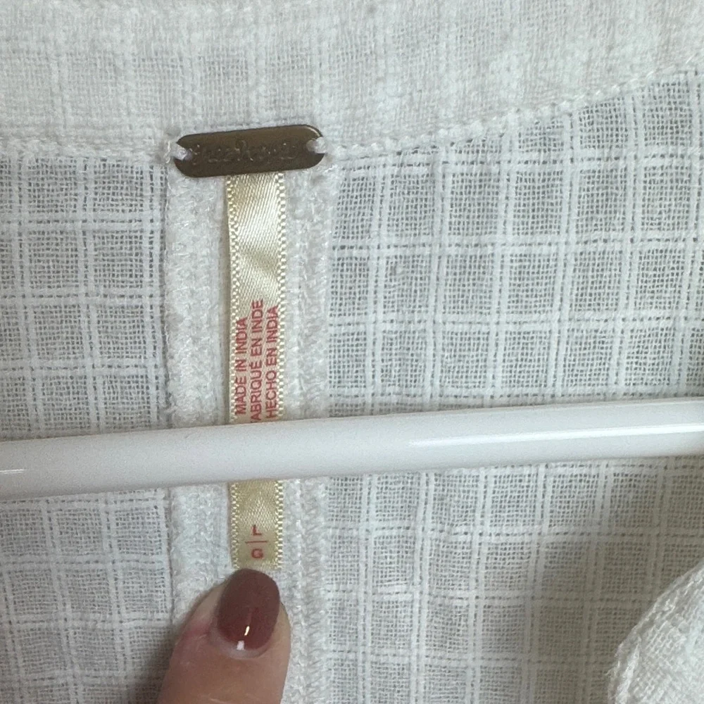 Free People White Boho Mini Dress with Ties & Pockets - L - Picture 7 of 11